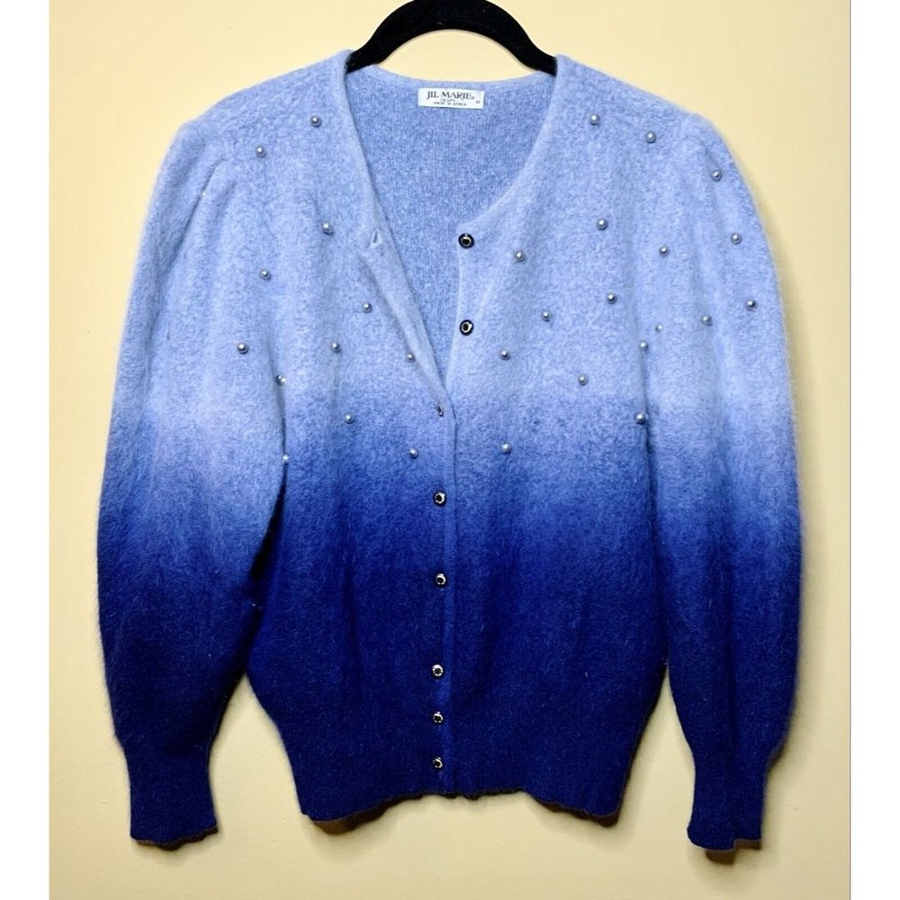 Ombre Cardigan Sweater With Beads, Made In Korea Women’s Med 38” x 23”